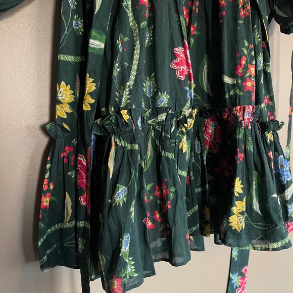 Cara Cara Millbrook Dress Green Pink Floral Size XS Mini Flouncy Chic Feminine - Picture 13 of 16